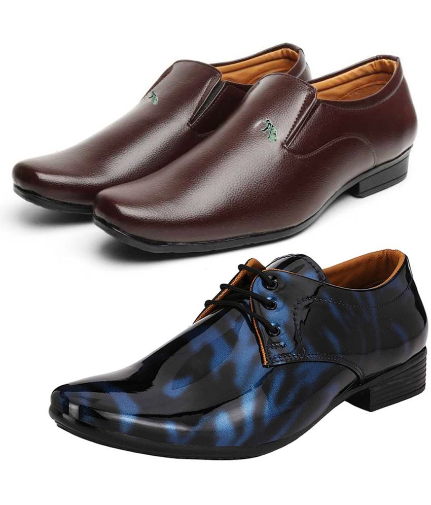     			vitoria - Blue Men's Derby Formal Shoes