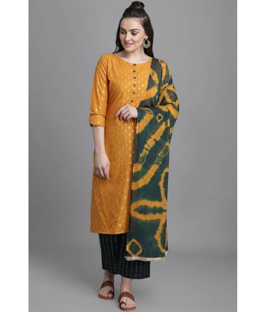     			Estela - Yellow Straight Cotton Women's Stitched Salwar Suit ( Pack of 1 )