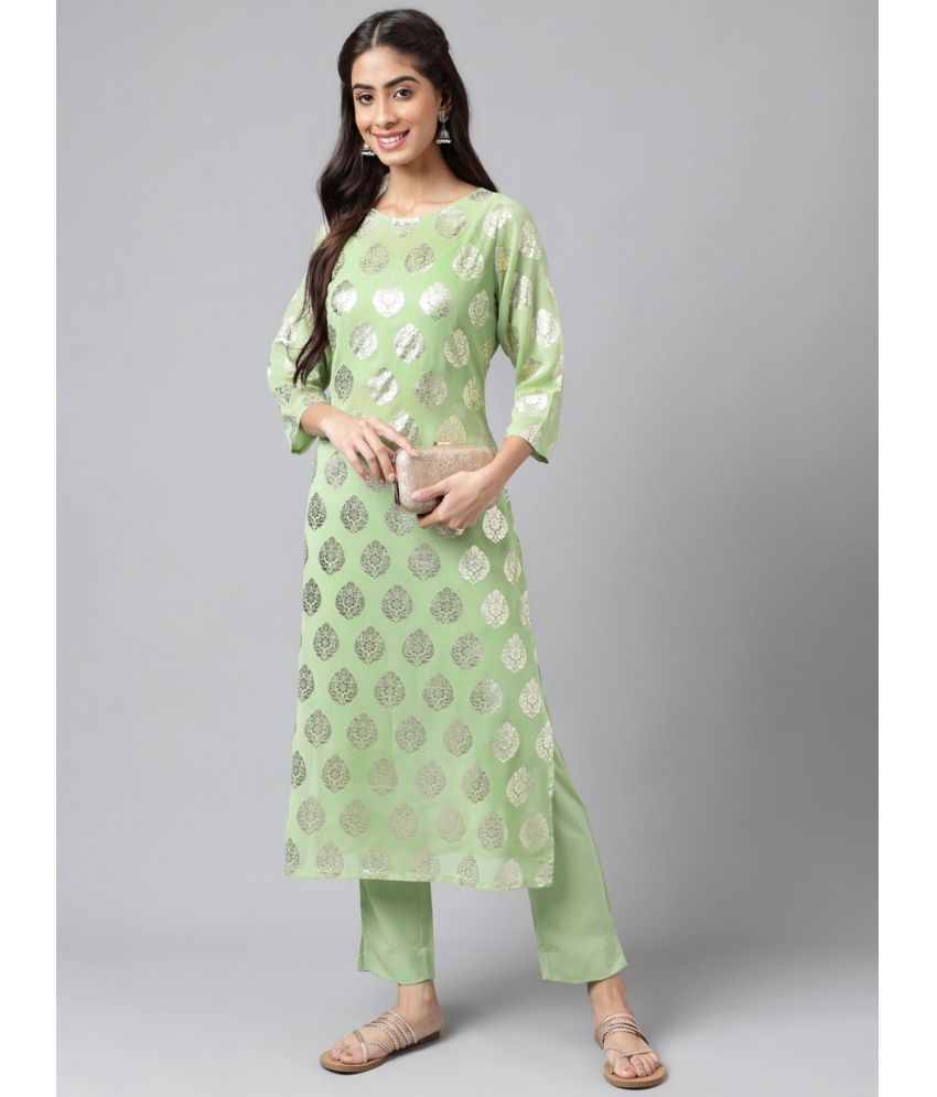     			Janasya - Green Straight Georgette Women's Stitched Salwar Suit ( Pack of 1 )