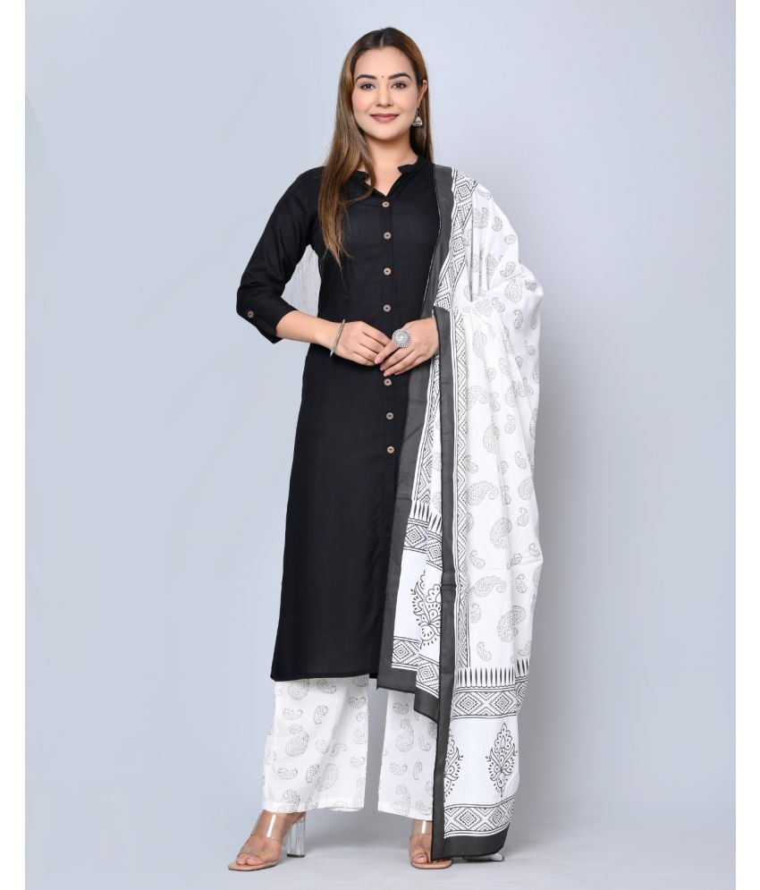     			MAUKA - Black Front Slit Rayon Women's Stitched Salwar Suit ( Pack of 1 )