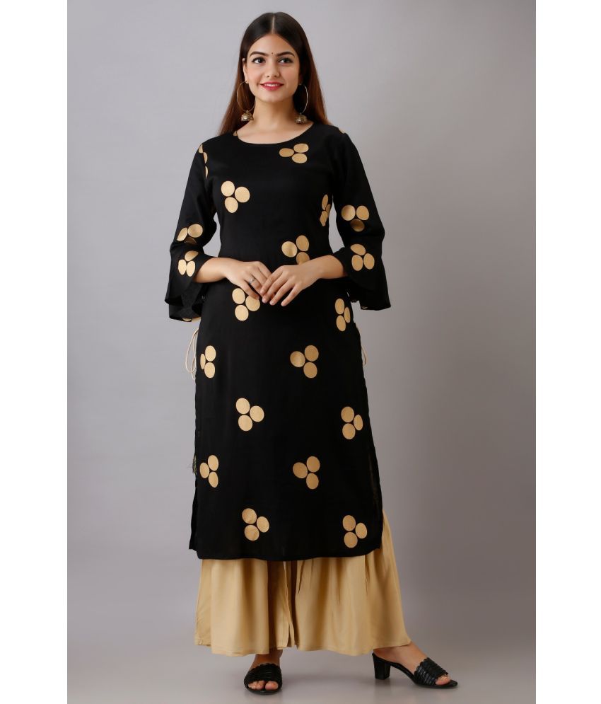    			MAUKA - Black Straight Rayon Women's Stitched Salwar Suit ( Pack of 1 )