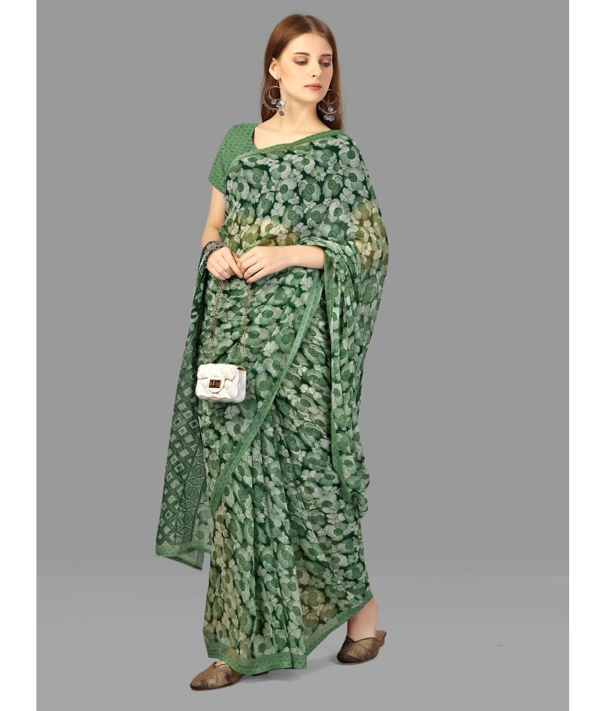     			Sanwariya Silks - Green Chiffon Saree With Blouse Piece ( Pack of 1 )