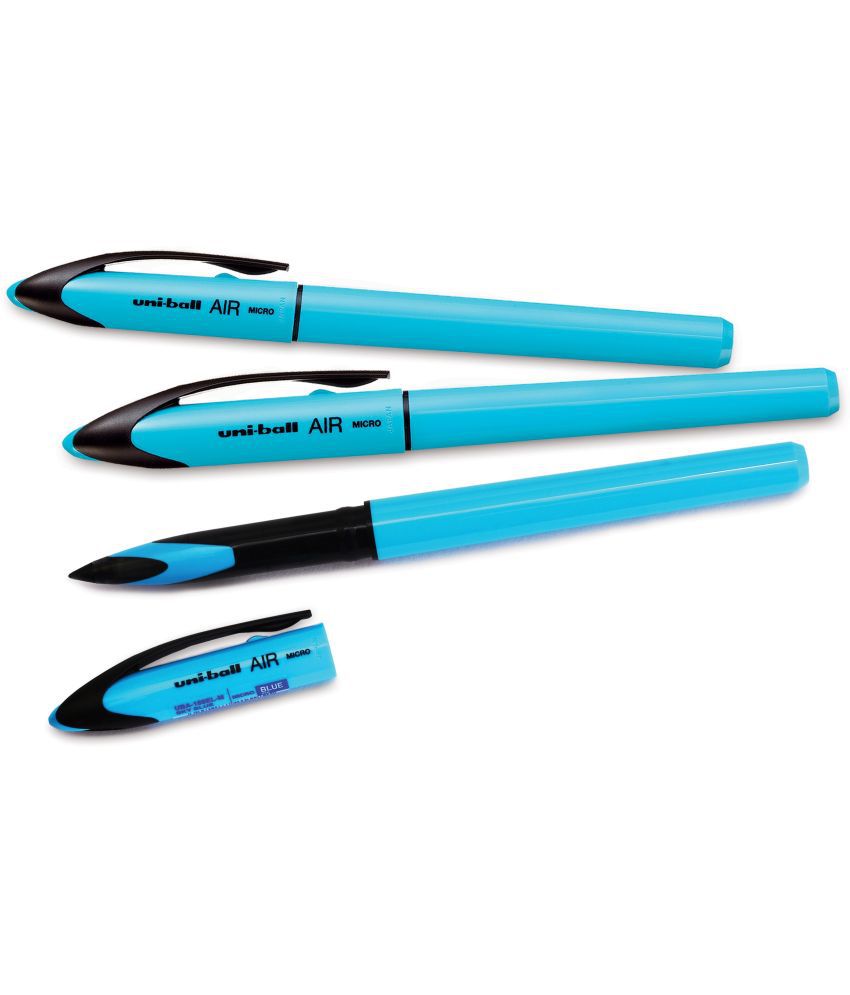 uni-ball Air UBA188ELM Roller Ball Pen (Pink Body, Blue Ink, Pack of 3)