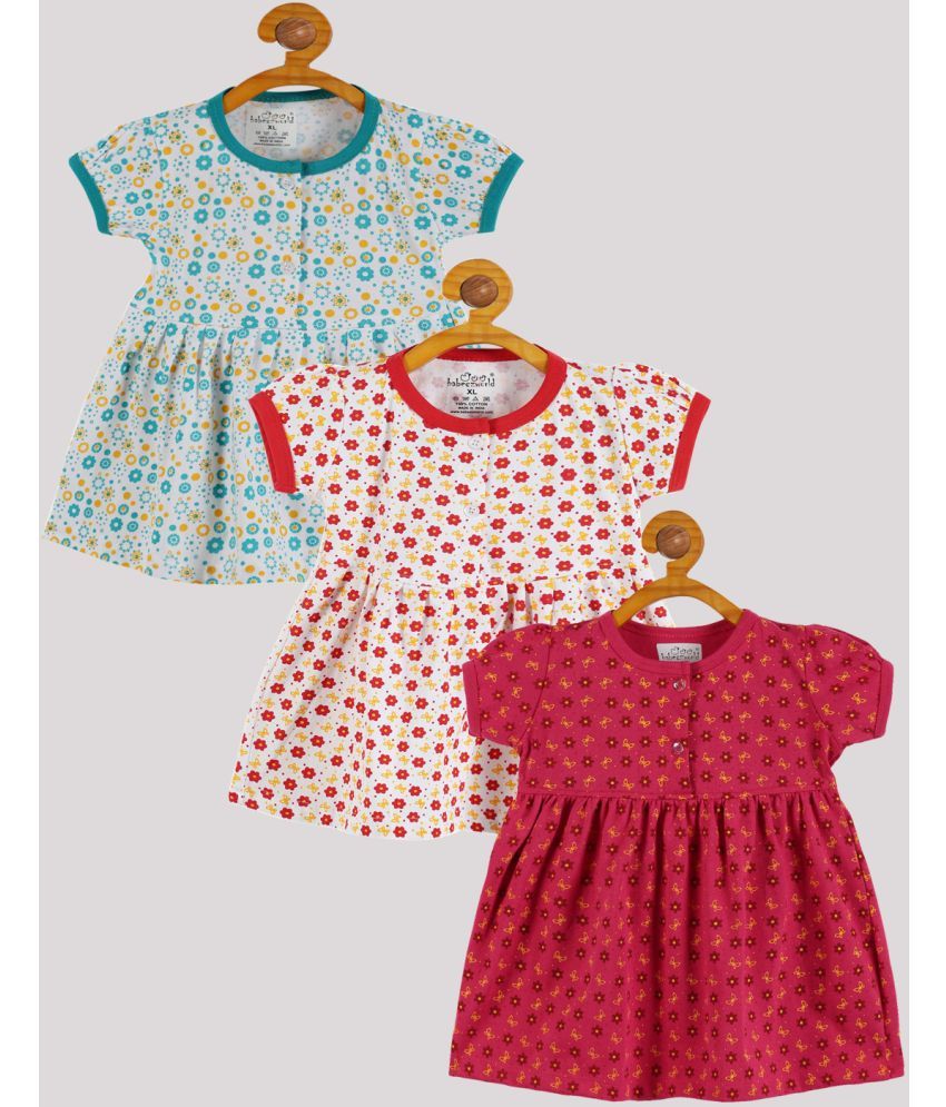     			Babeezworld Pack of 3 Baby Girls Cotton Frock ( Multi )