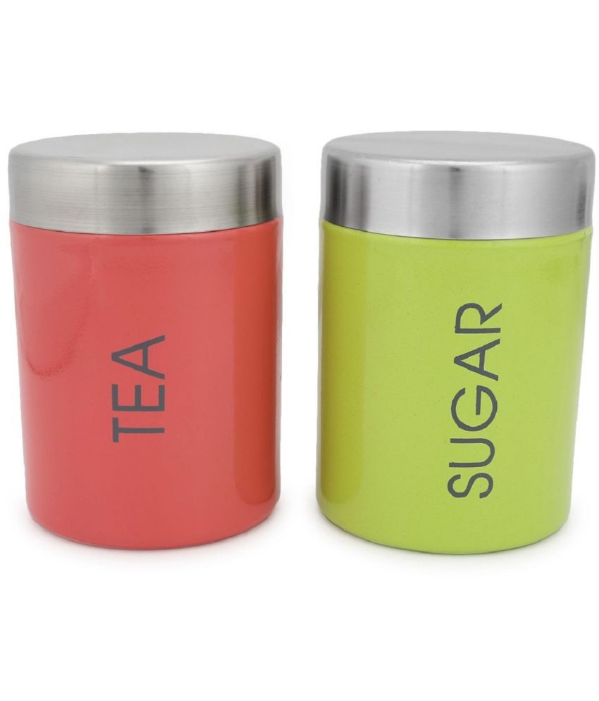     			Dynore Colorful Tea & Sugar Steel Multicolor Tea/Coffee/Sugar Container ( Set of 1 )