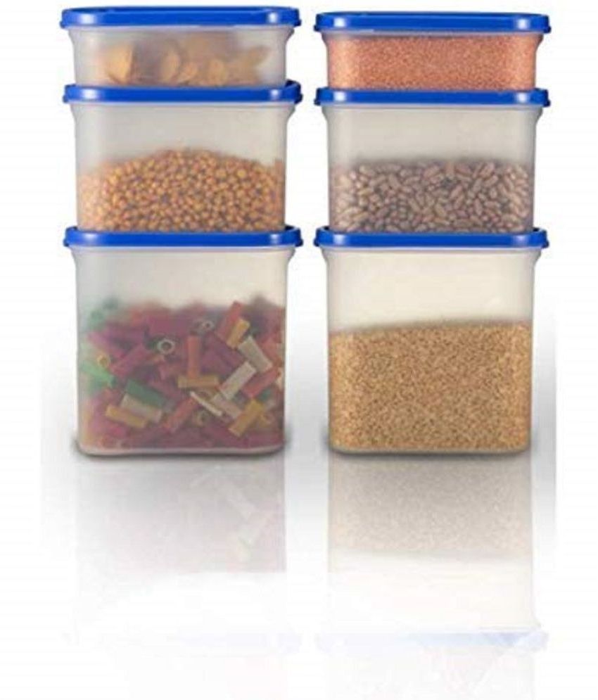     			HOMETALES Grocery/Food/Pasta Plastic Navy Blue Dal Container ( Set of 6 )