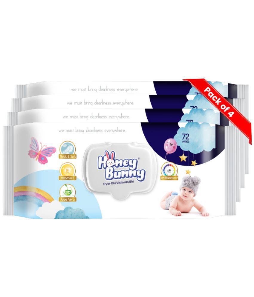     			Honey Bunny - Scented Wet wipes For Babies ( Pack of 4 )