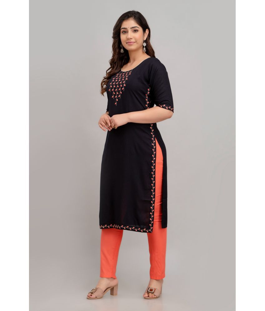     			Kapadia - Black Straight Rayon Women's Stitched Salwar Suit ( Pack of 1 )