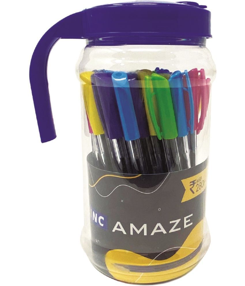     			Linc Amaze Ball Pen Jar | Lightweight Ball Pen with Comfortable Grip for Extra Smooth Writing | Clear Crystal Body for Ink Management | Blue Ink, Jar of 35 Units