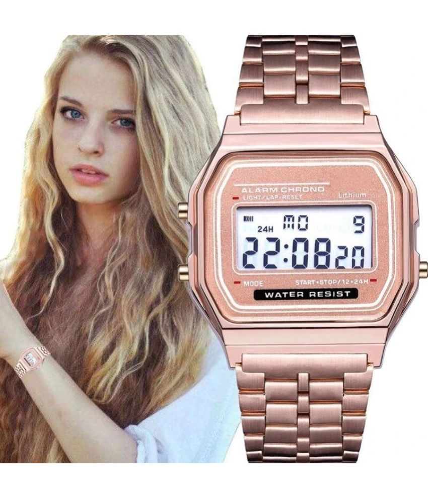     			Renaissance Traders - Rose Gold Metal Digital Womens Watch