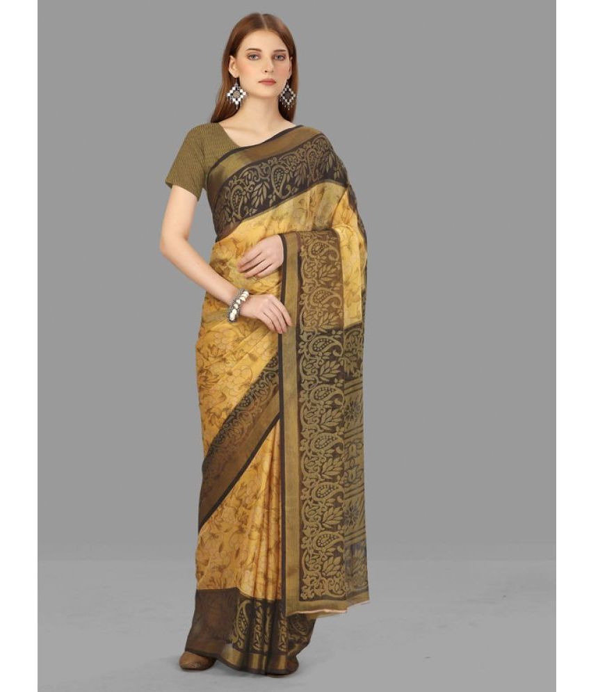     			Sanjana Silks - Yellow Brasso Saree With Blouse Piece ( Pack of 1 )