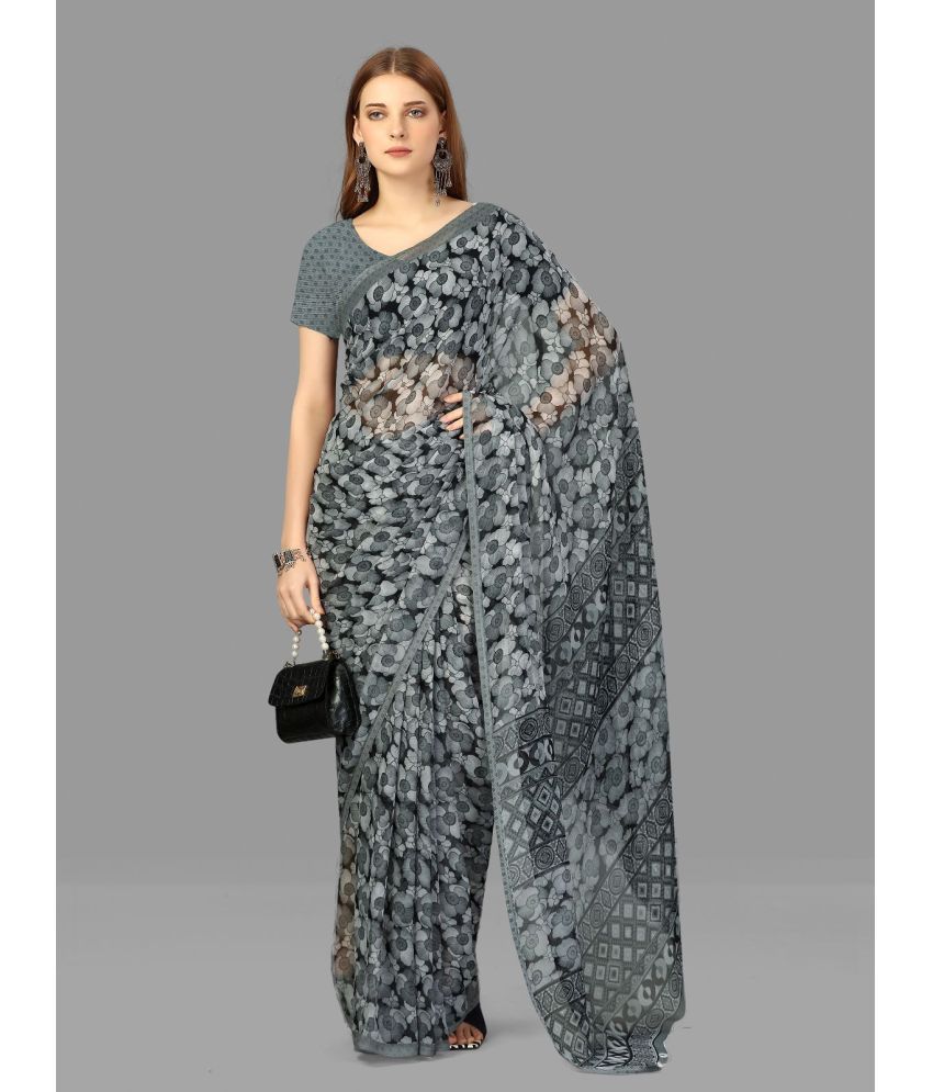     			Sanwariya Silks - Grey Chiffon Saree With Blouse Piece ( Pack of 1 )