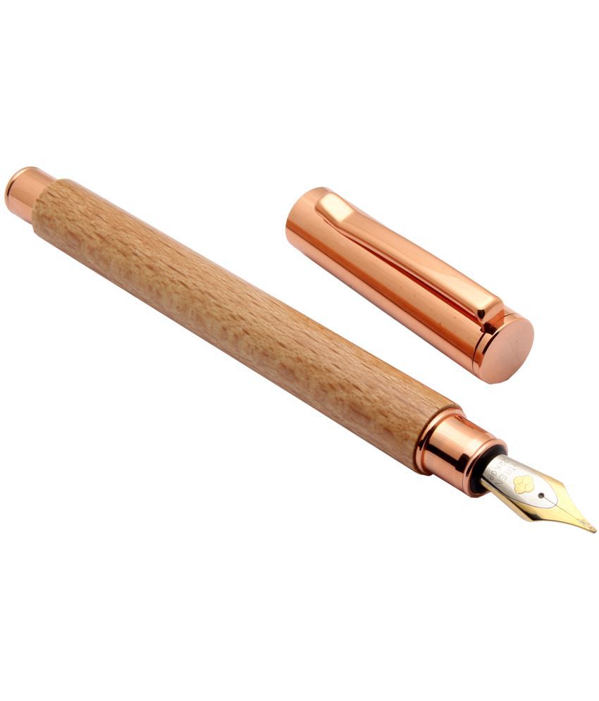     			Srpc Yiren 885 Natural Wood Fountain Pen 22KGP Dualtone Fine Nib