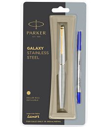 Parker Galaxy Stainless Steel Gold Trim Roller Ball Pen