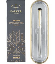 Parker Moments Vector Gold Trim Ball Pen (Silver)