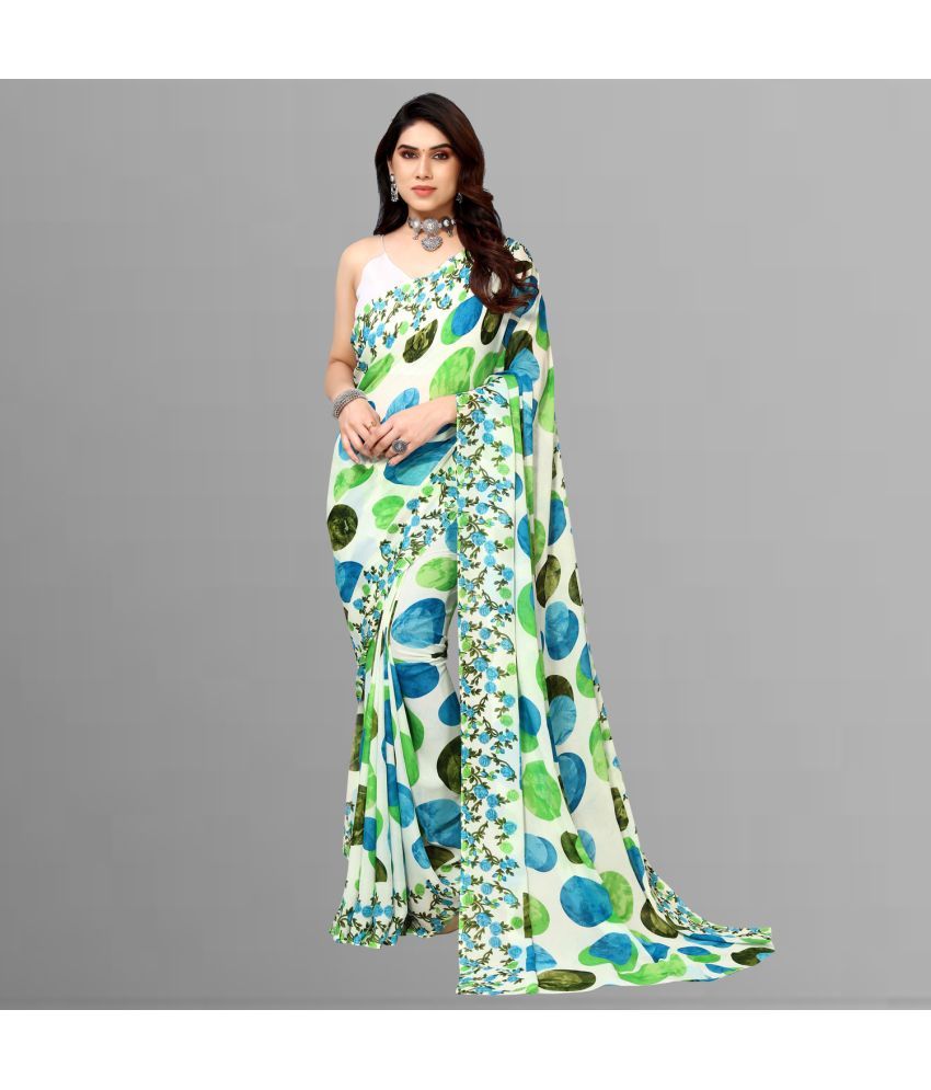     			Kashvi Sarees - Green Georgette Saree Without Blouse Piece ( Pack of 1 )