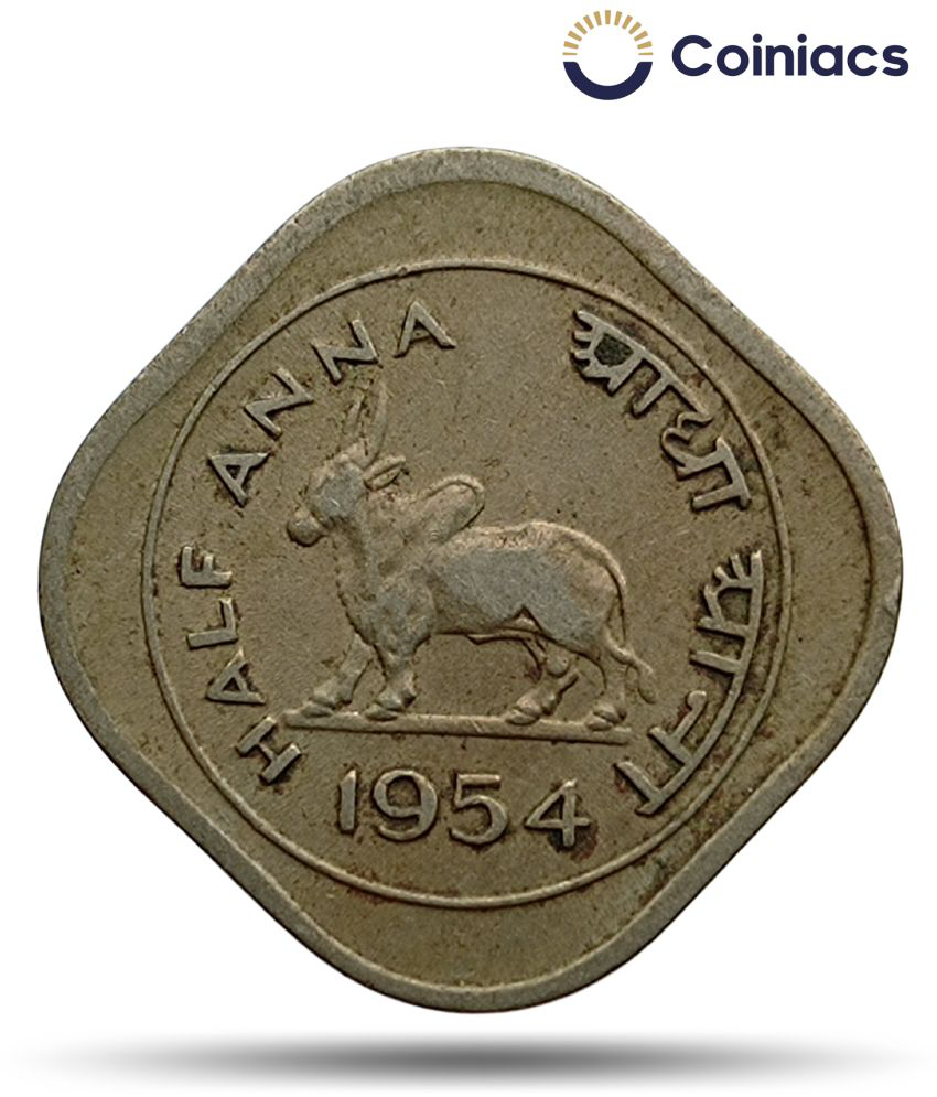     			Coiniacs - Half Anna Bull 1950-55 Anna Series 1 Republic India Copper-Nickel Numismatic Coins