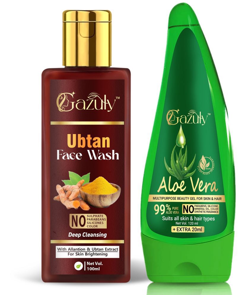     			GAZULY Ubtan Face Wash Gel, 100 ml And MultiPurpose Aloe Vera Gel, 120ml (Pack of 2)