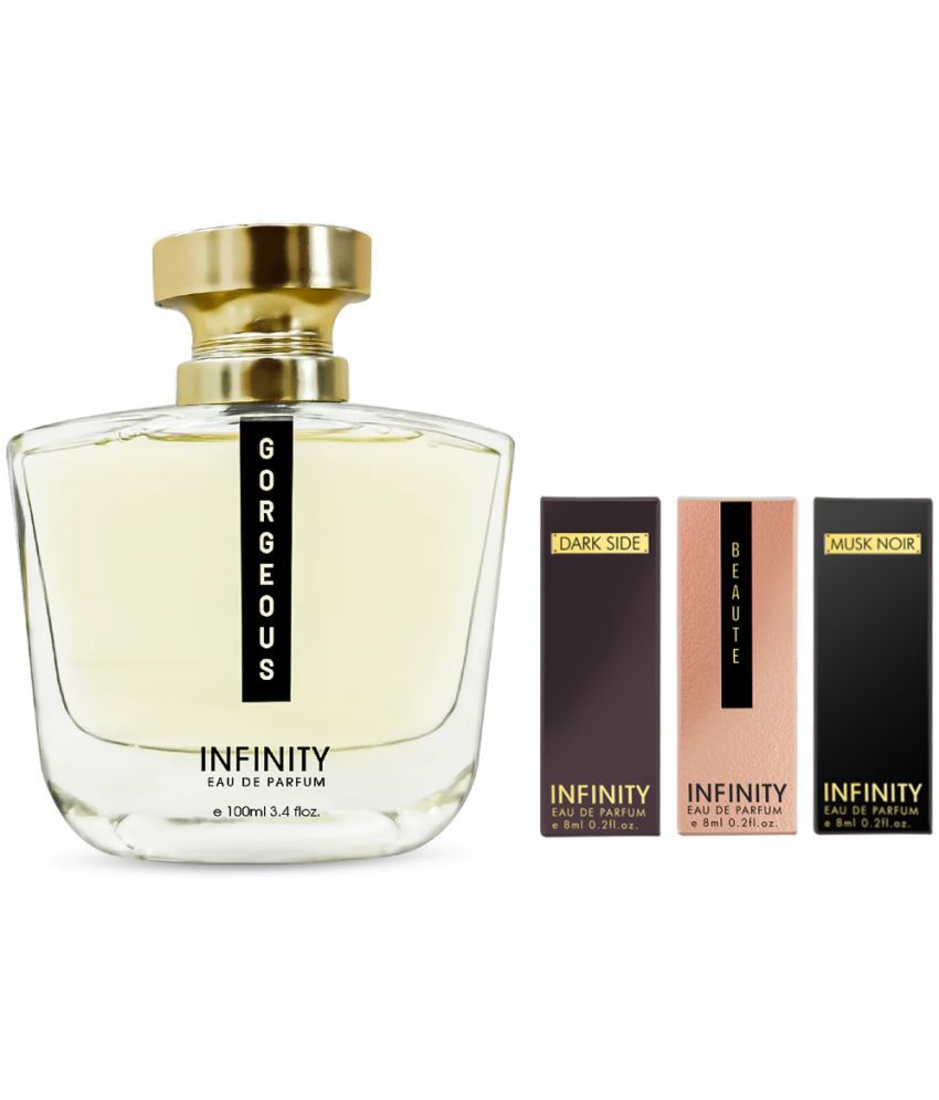     			Infinity Gorgeous 100ml Eau De Parfum with (Beaute, Musk Noir, Dark Side) EDP 8ml Each Long Lasting Unisex Premium Gift Set Pack of 4