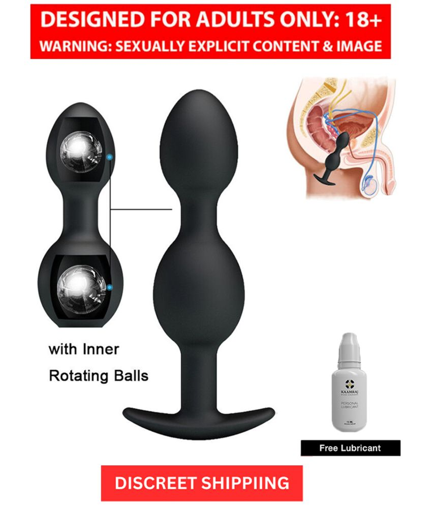     			Innovative Design- Naughty Nights Body Safe Kegal Balls Double Beads Butt Stimulator Anal Toy for Men Women and Couples with Kaamraj Lube Free