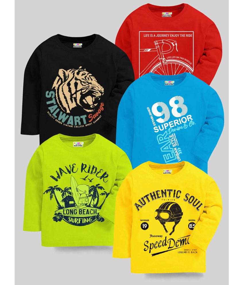     			Kuchipoo - Multi Color Cotton Blend Boy's T-Shirt ( Pack of 5 )
