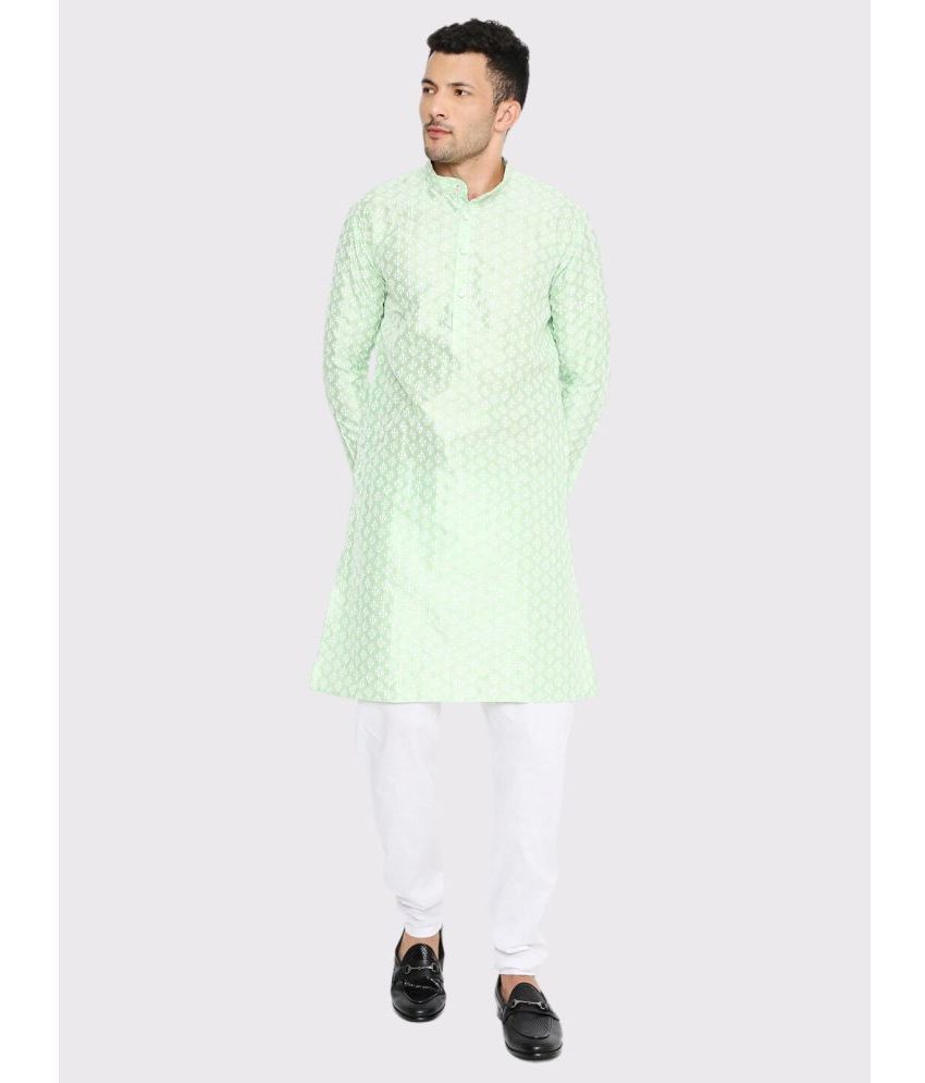     			Maharaja - Green Silk Regular Fit Men's Kurta Pyjama Set ( Pack of 1 )