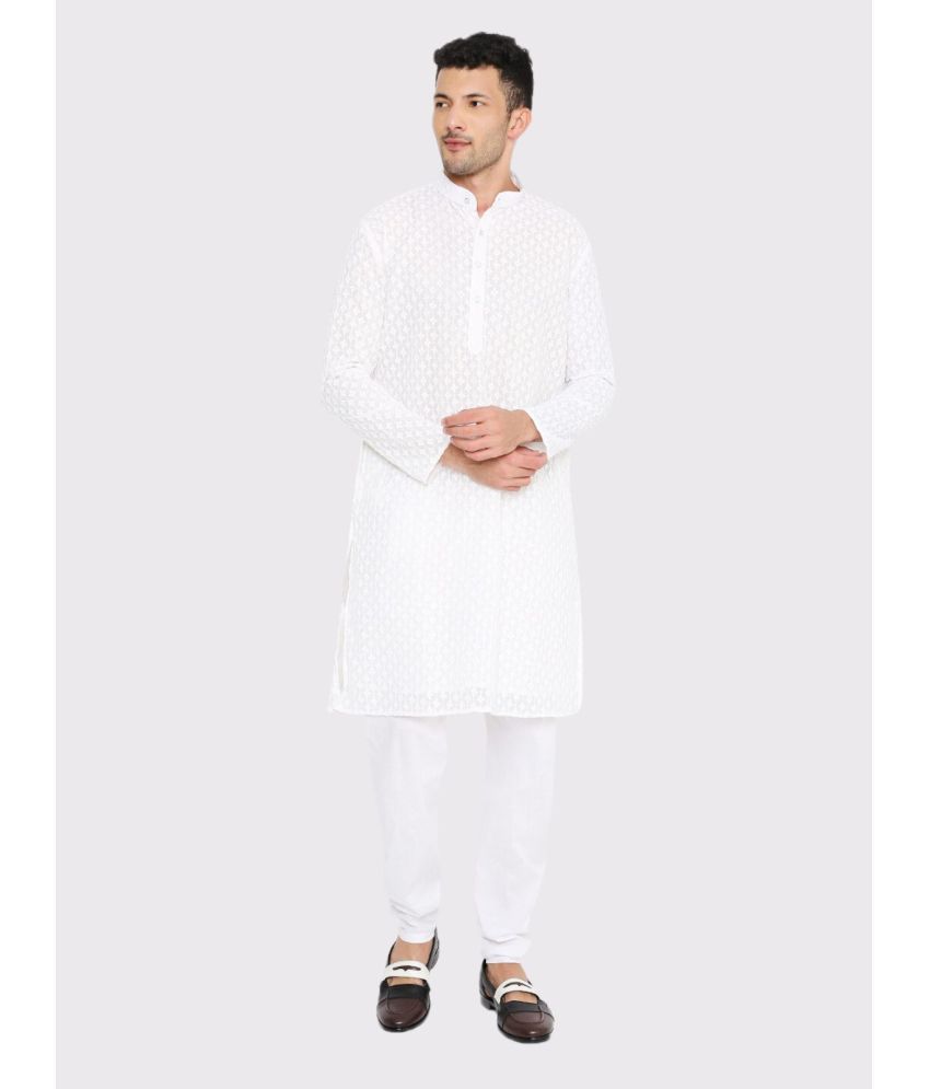     			Maharaja - White Georgette Regular Fit Men's Kurta Pyjama Set ( Pack of 1 )