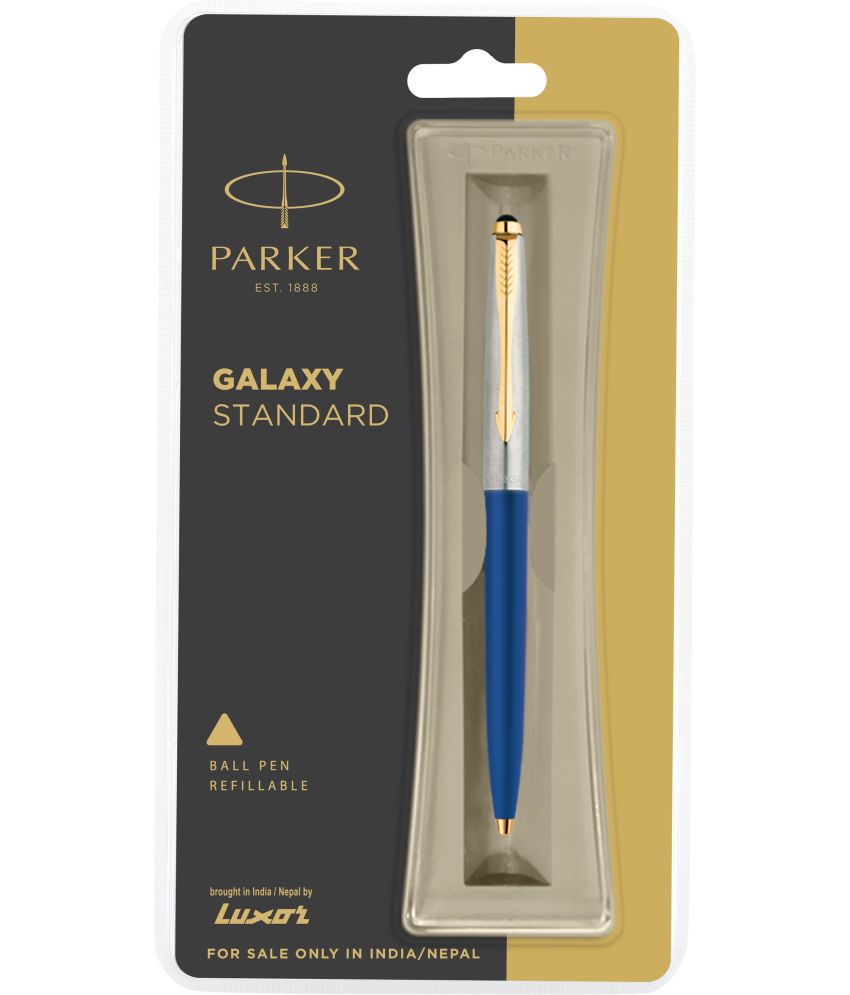    			Parker Galaxy Stainless Steel Gold Trim Ball Pen - Blue Body