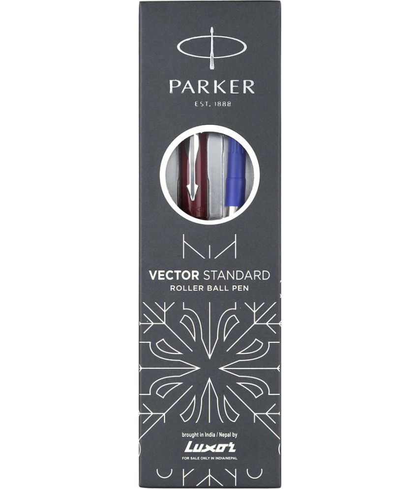     			Parker Moments Vector Standard Chrome Trim Roller Ball Pen (Red)