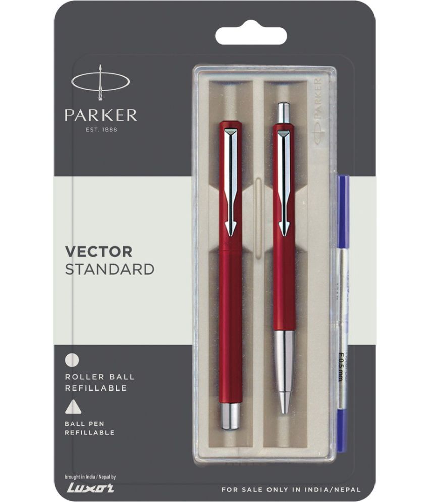     			Parker Vector Standard Roller Ball Pen and Ball Pen - Red Body