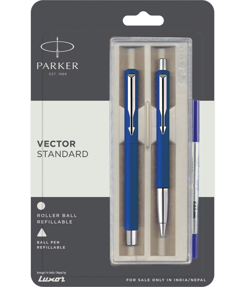    			Parker Vector Standard Roller Ball Pen and Ball Pen - Blue Body, 2 Count (Pack of 1) (9000017309)