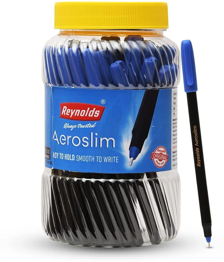     			Reynolds AEROSLIM 50 CT PACK - BLUE I Lightweight Ball Pen With Comfortable Grip for Extra Smooth Writing I School and Office Stationery | 0.7mm Tip Size