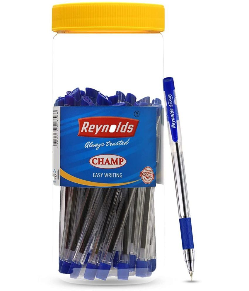     			Reynolds CHAMP BP 30 COUNT JAR, BLUE I Lightweight Ball Pen With Comfortable Grip for Extra Smooth Writing I School and Office Stationery | 0.7mm Tip Size