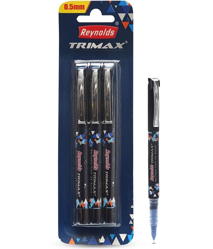     			Reynolds roller Pen I Lightweight roller Pen With Comfortable Grip for Extra Smooth Writing I School and Office Stationery | TRIMAX 3 CT BLISTER - BLUE, (2156817)