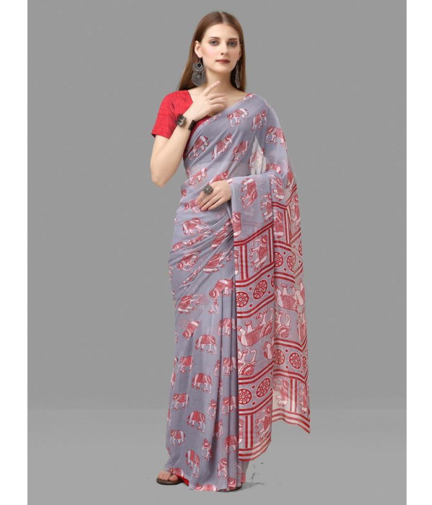     			Sitanjali - Grey Georgette Saree With Blouse Piece ( Pack of 1 )