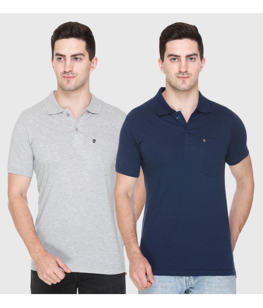     			White Moon - Navy Cotton Blend Regular Fit Men's Polo T Shirt ( Pack of 2 )