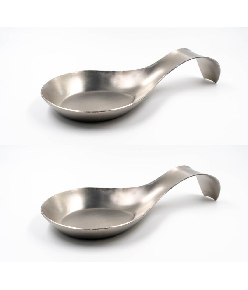     			i WARE - Silver Stainless Steel 2 units of Spoon Rest ( Set of 2 )