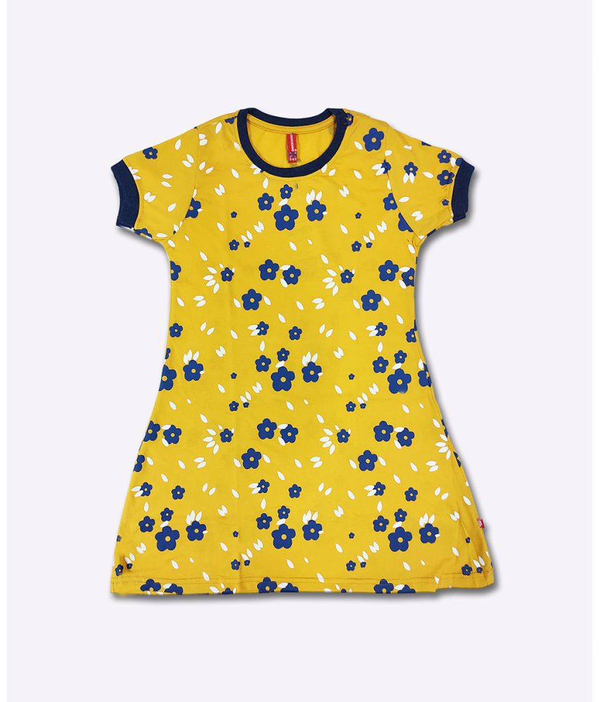     			GAME BEGINS - Yellow Cotton Girls A-line Dress ( Pack of 1 )