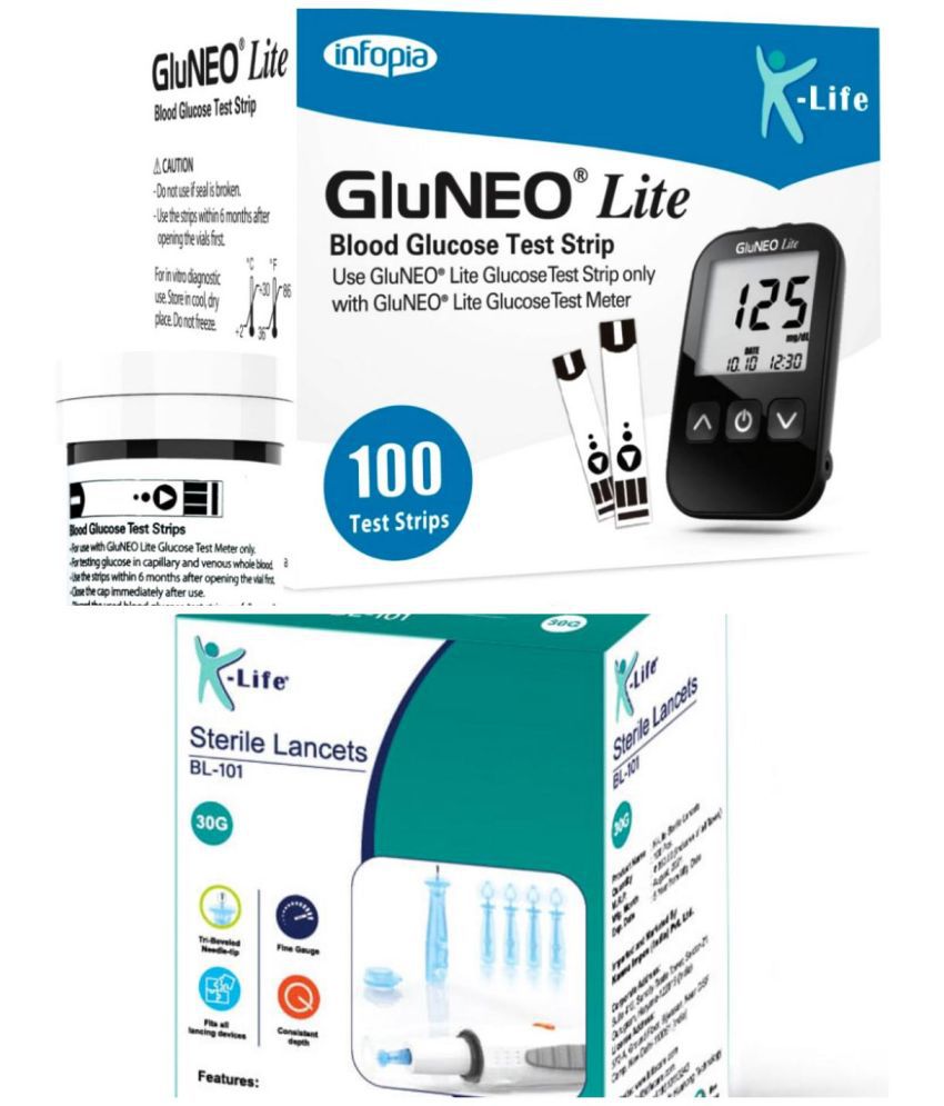 GLUNEO LITE - 100 Strips & Lancet 100 Strips and More