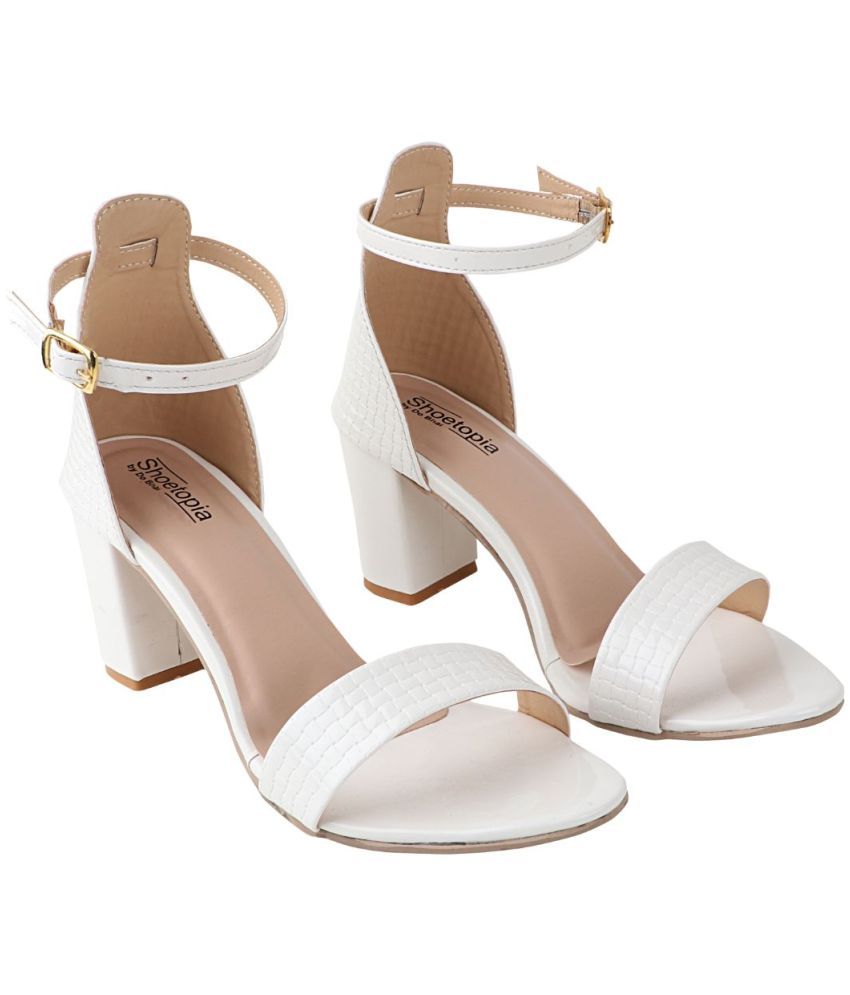     			Shoetopia Girls White Heels