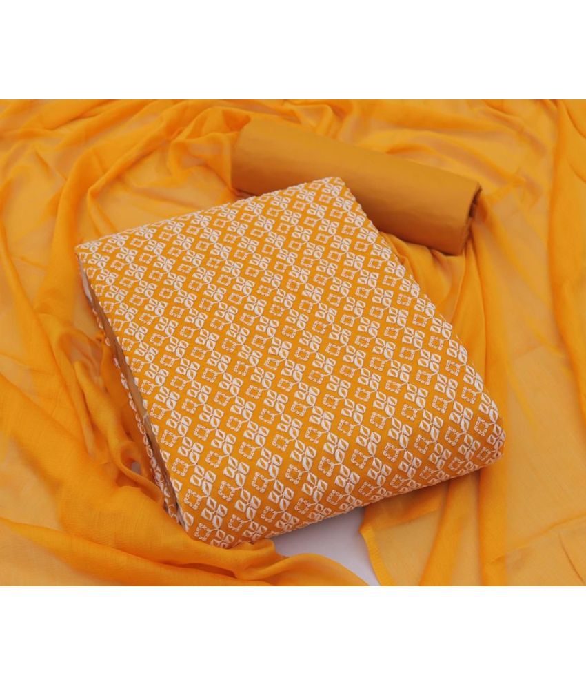     			Apnisha - Unstitched Orange Cotton Dress Material ( Pack of 1 )