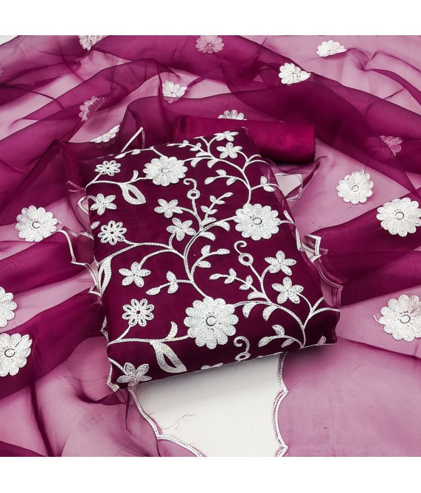     			Apnisha - Unstitched Purple Cotton Dress Material ( Pack of 1 )