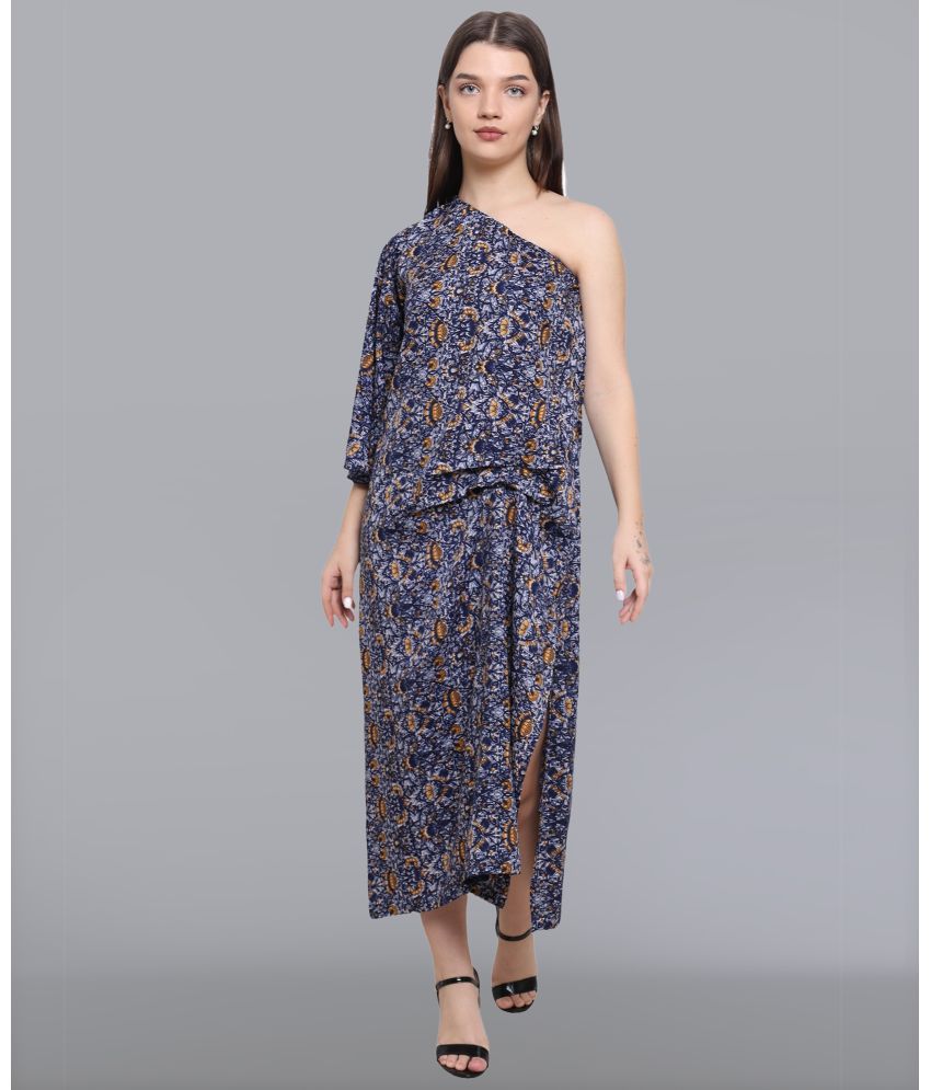     			Baawri - Blue Crepe Women's Side Slit Dress ( Pack of 1 )