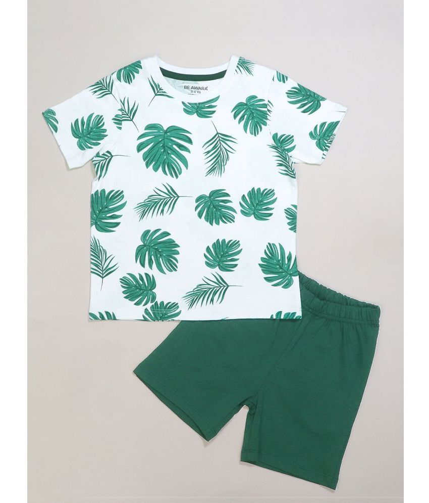     			Be Awara - Green Cotton Boys T-Shirt & Shorts ( Pack of 1 )