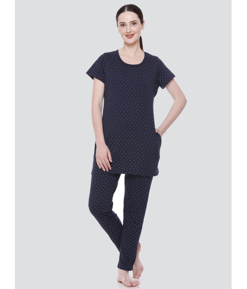     			Elpida - Navy Cotton Women's Nightwear Nightsuit Sets ( Pack of 1 )