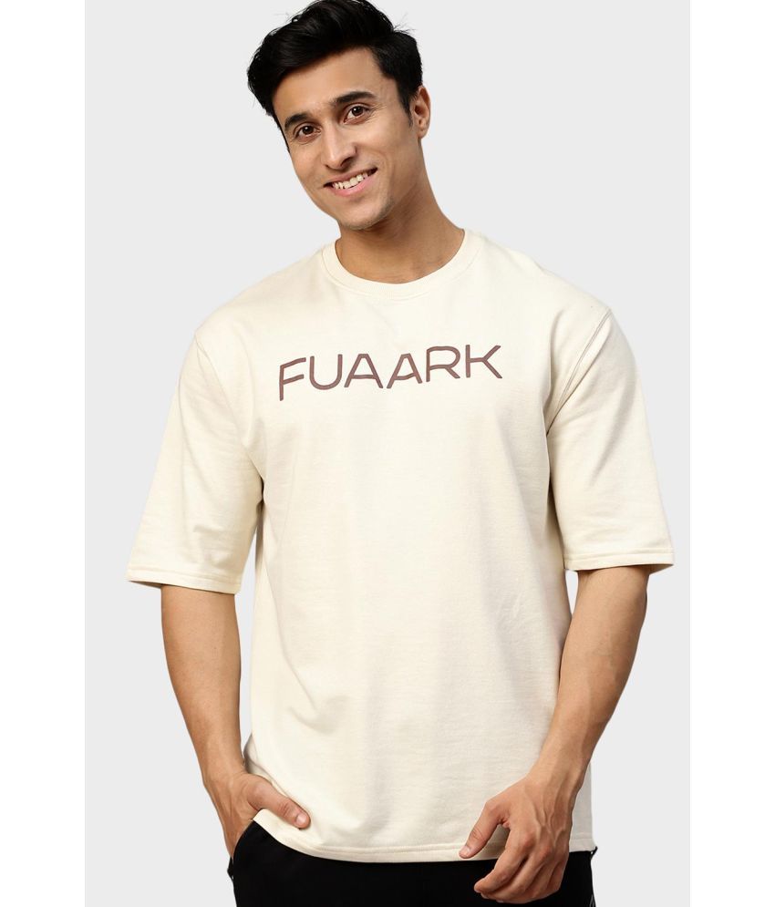     			Fuaark - Beige Cotton Oversized Fit Men's Sports T-Shirt ( Pack of 1 )