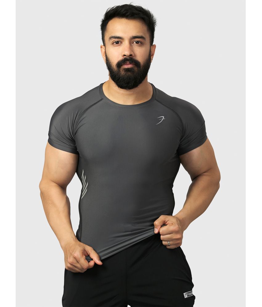     			Fuaark - Grey Nylon Slim Fit Men's Sports T-Shirt ( Pack of 1 )