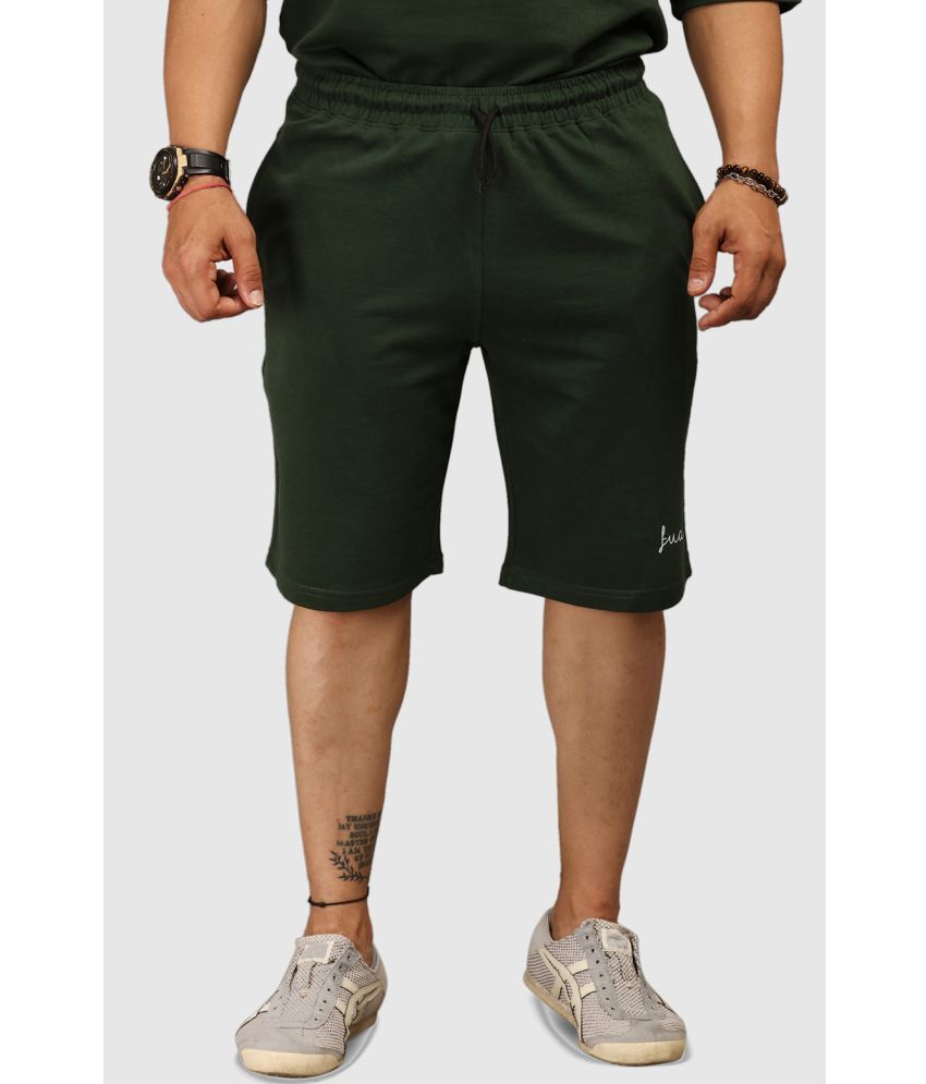     			Fuaark - Olive Cotton Blend Men's Gym Shorts ( Pack of 1 )