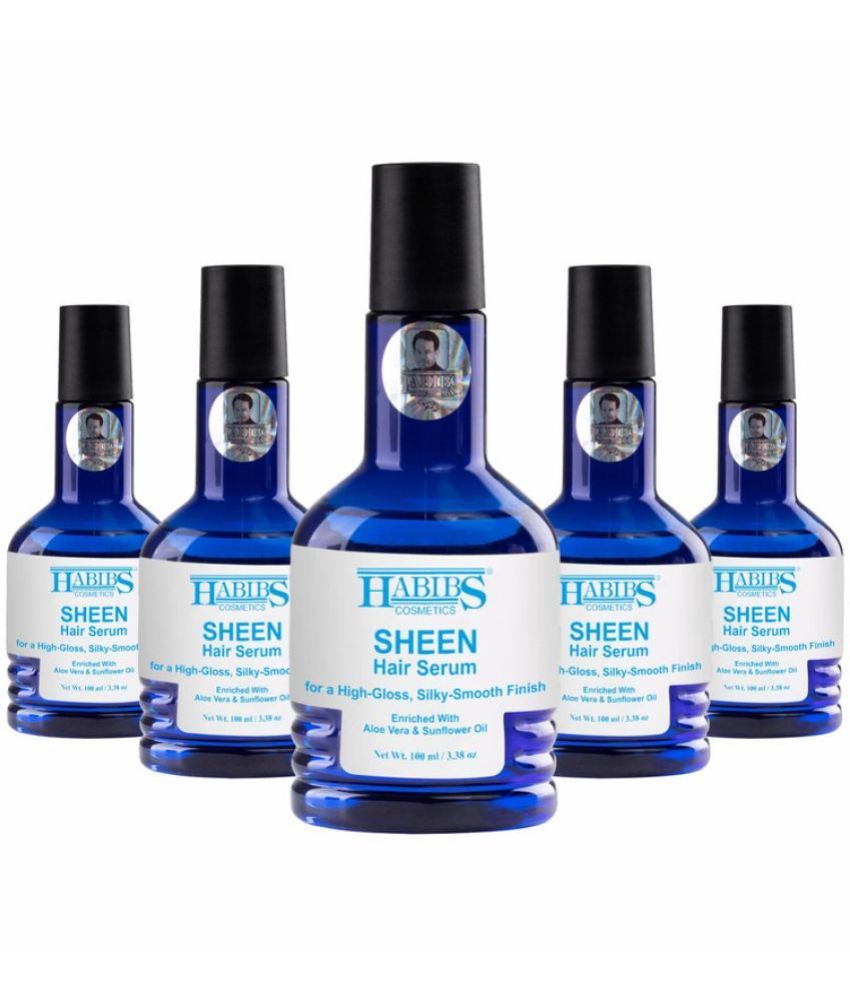     			Habibs Sheen hair Serum For Smooth Anti-Frizz Hair Serum high-Gloss silky-Smooth 100ml Pack of 5