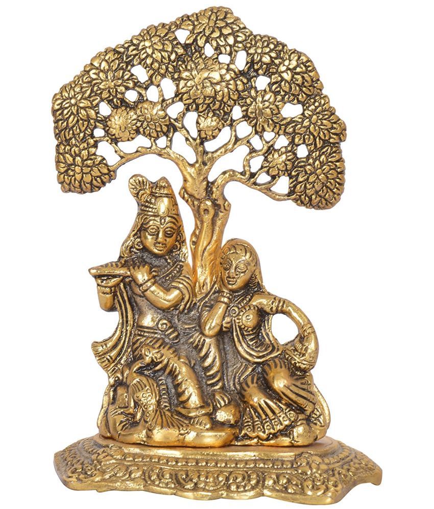     			Handa - Brass Radha Krishna Idol ( 17 cm )